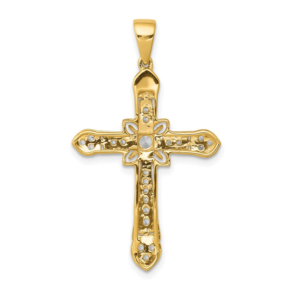 14k 1/3 carat Diamond Filigree Cross Pendant
