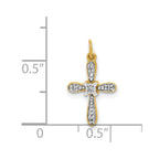 14k and White Rhodium .03 carat Diamond Cross Charm