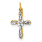 14k and White Rhodium .03 carat Diamond Cross Charm