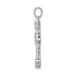 14k White Gold 1/10 carat Diamond Filigree Budded Cross Pendant