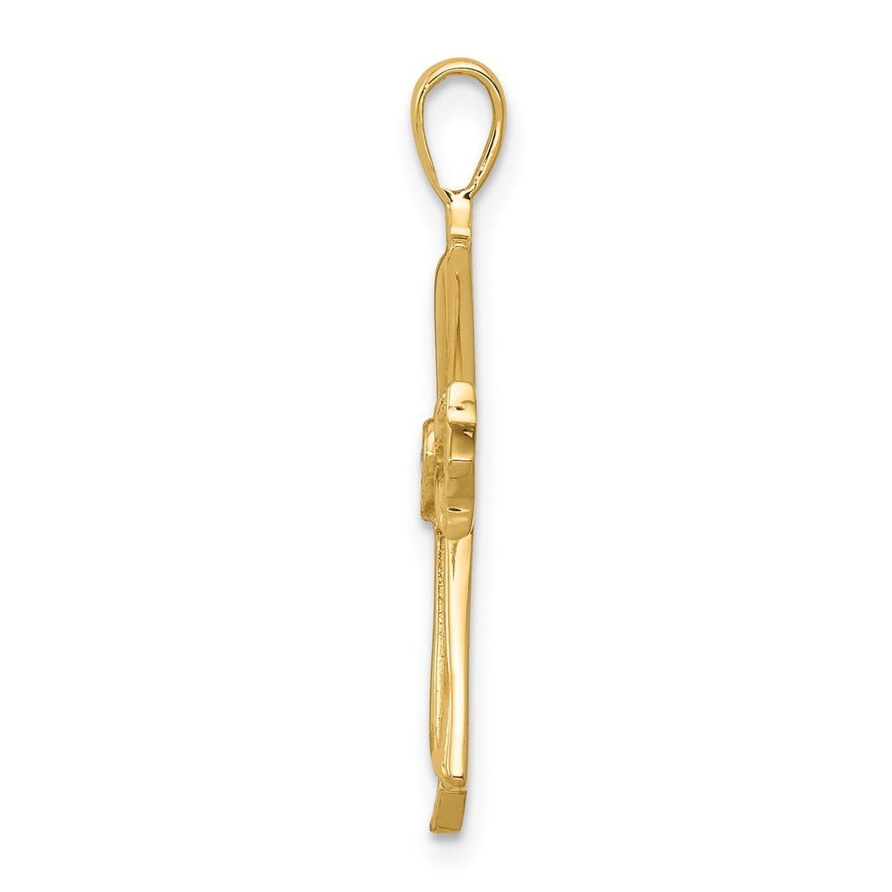 14k AA Diamond Cross with Heart Center Pendant
