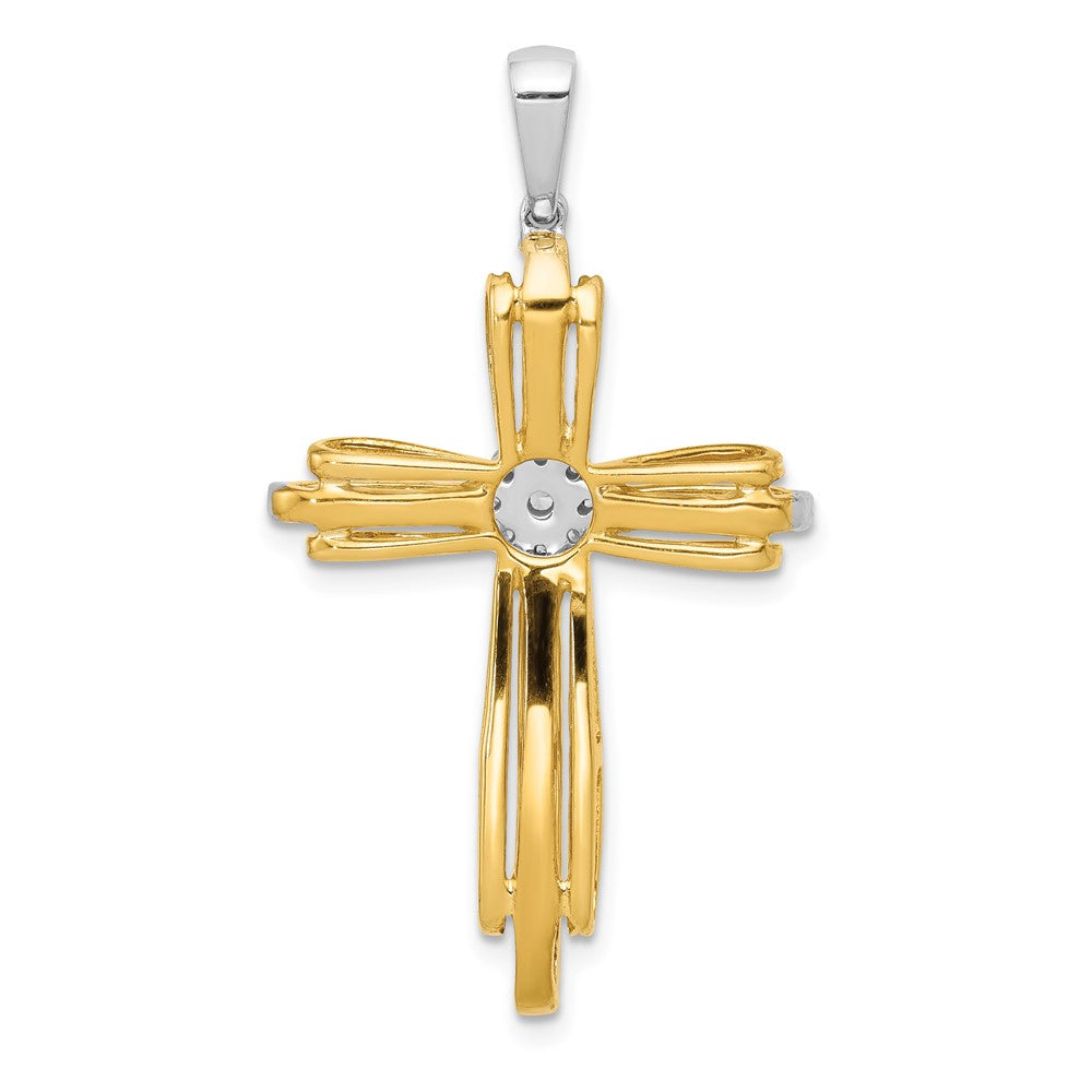 14k Two-tone 1/3 carat Diamond Passion Cross Pendant