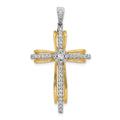 14k Two-tone 1/3 carat Diamond Passion Cross Pendant