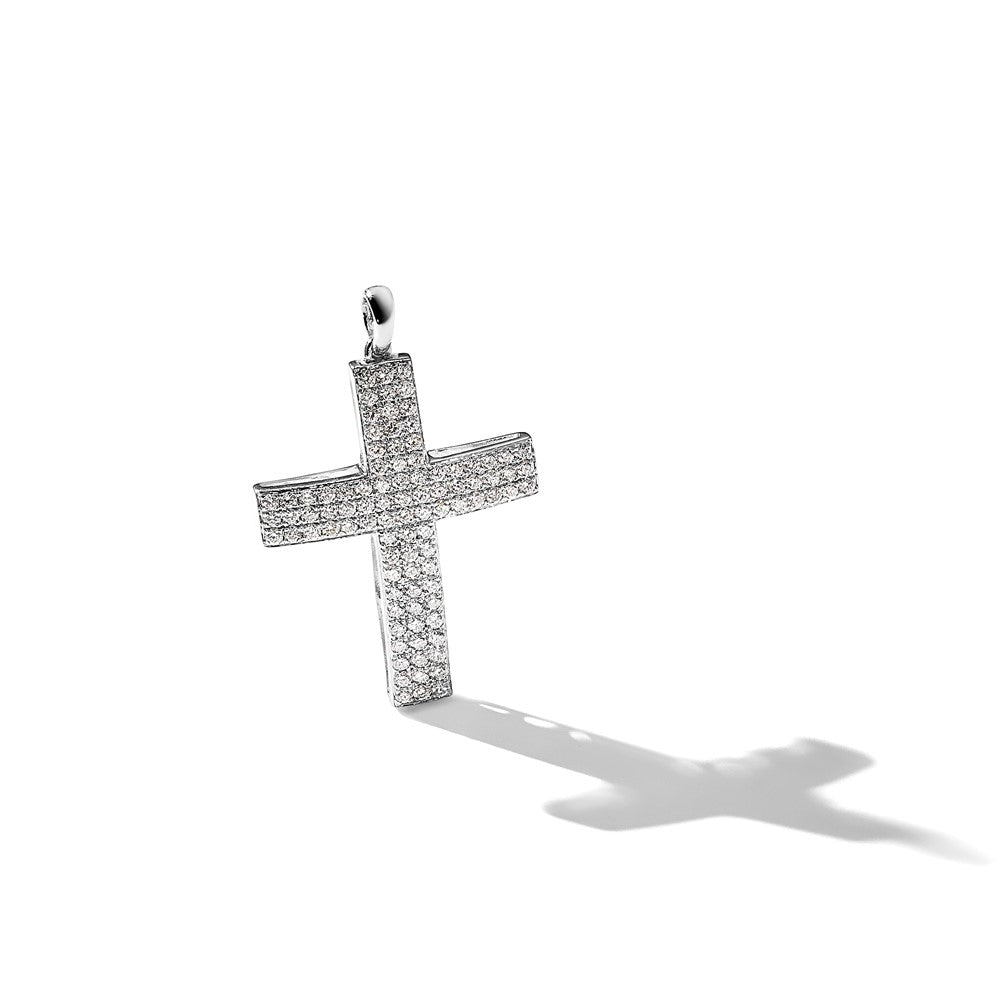 14k White Gold 1 carat Diamond Latin Cross Pendant
