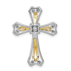 14k Two-Tone 1/3 carat Diamond Cross Chain Slide