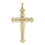 14k 1/4 carat Diamond Fancy Budded Cross Pendant