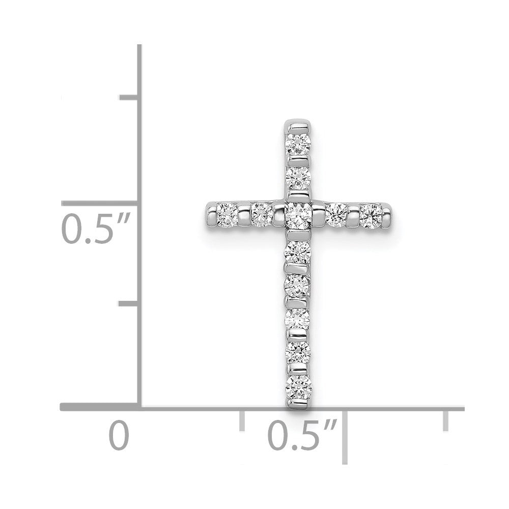 14k White Gold 1/4 carat Diamond Cross Chain Slide