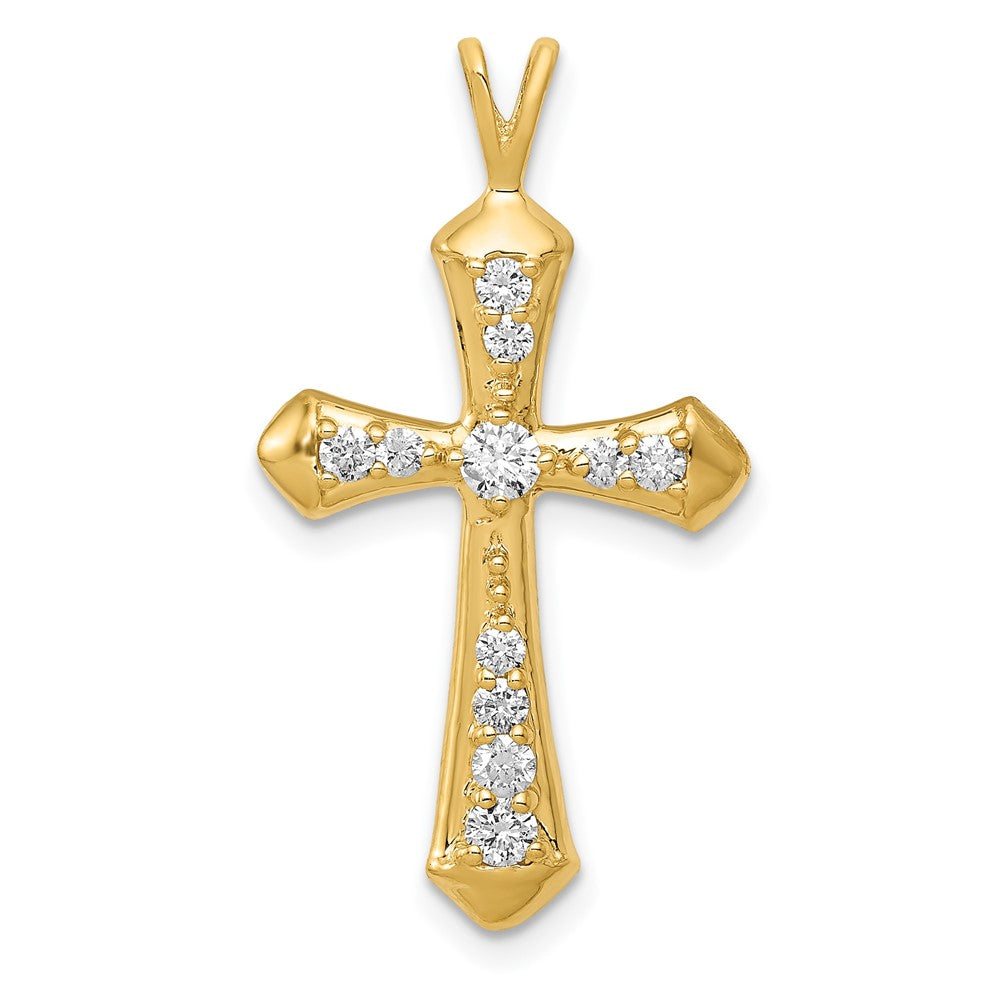 14k 1/3 carat AA Diamond Passion Cross Pendant