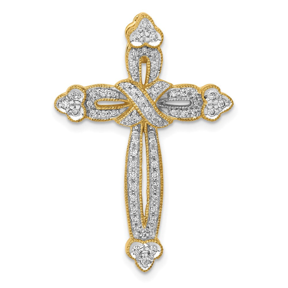 14k 1/4 carat Diamond Budded Cross Chain Slide