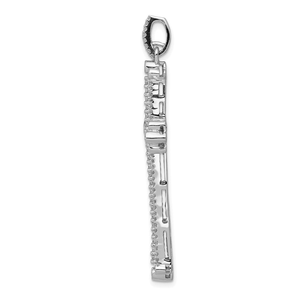 14k White Gold 1 carat Diamond Budded Cross Pendant