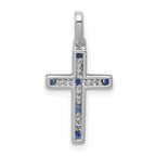 14k White Gold 1/15 carat Diamond and Sapphire Cross Pendant