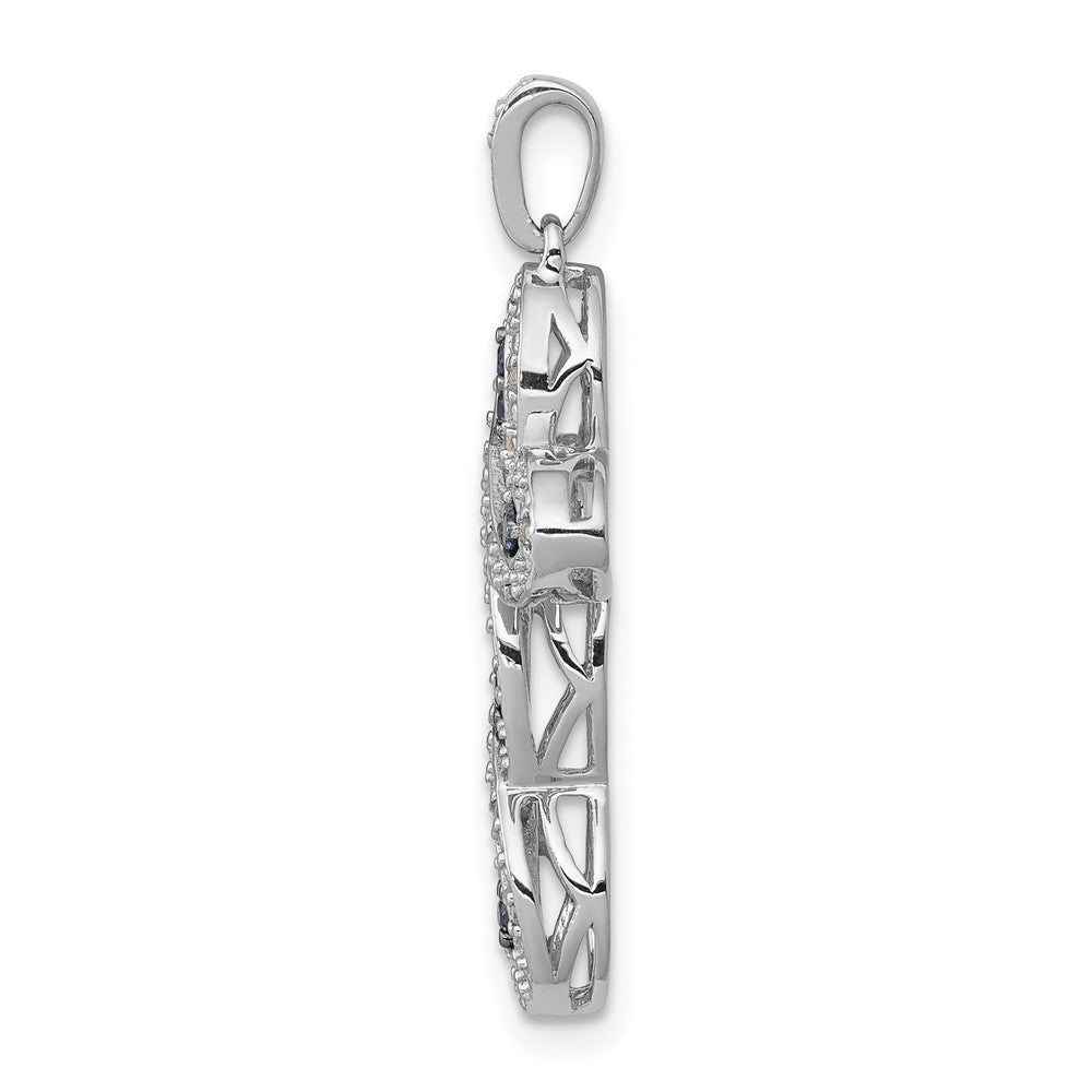 14k White Gold 1/5 carat White and Blue Diamond Cross Pendant