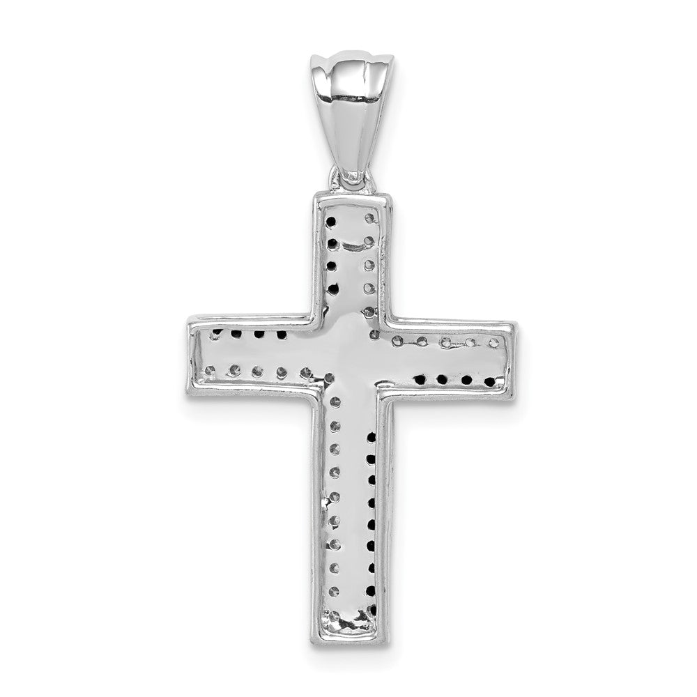 14k White Gold 1/5 carat Black and White Diamond Cross Pendant