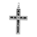 14k White Gold 1/3 carat Diamond and Onyx Cross Pendant