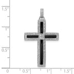 14k White Gold 1/3 carat Diamond and Onyx Cross Pendant