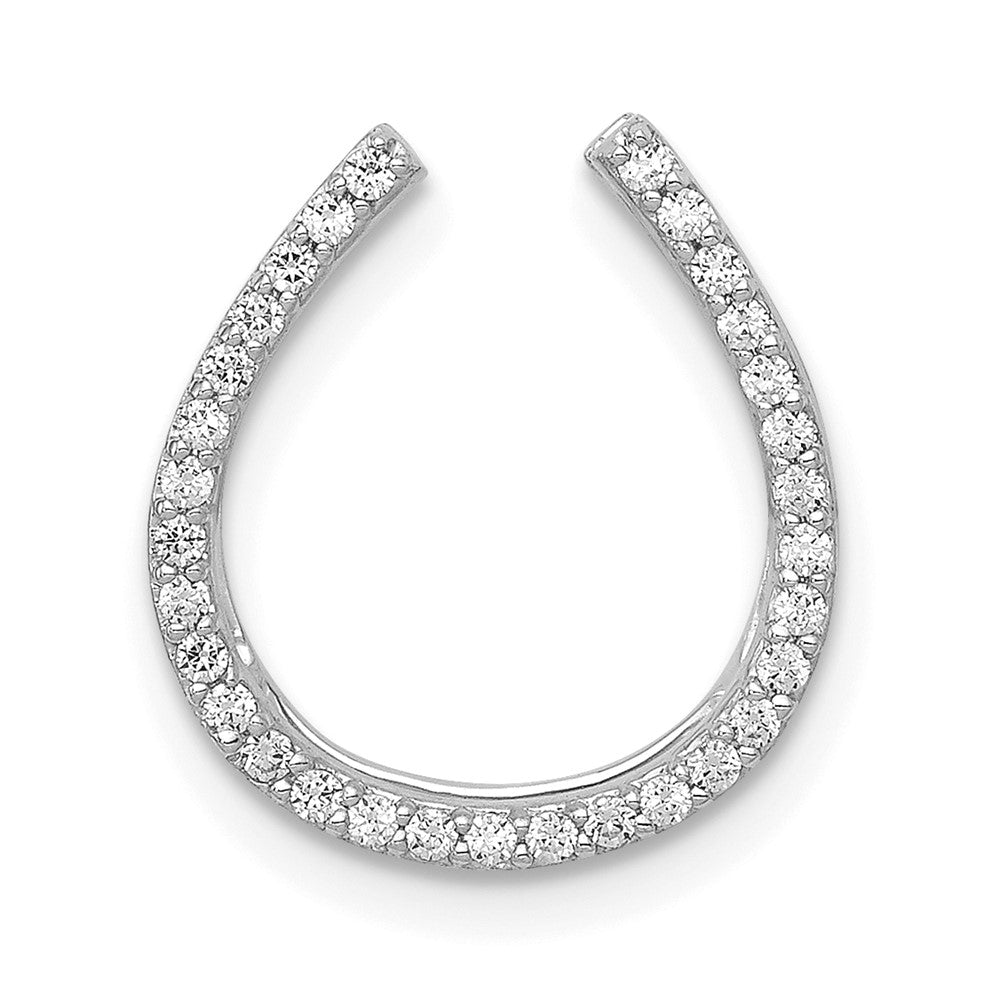 14k White Gold 1/6 carat Diamond Horseshoe Chain Slide