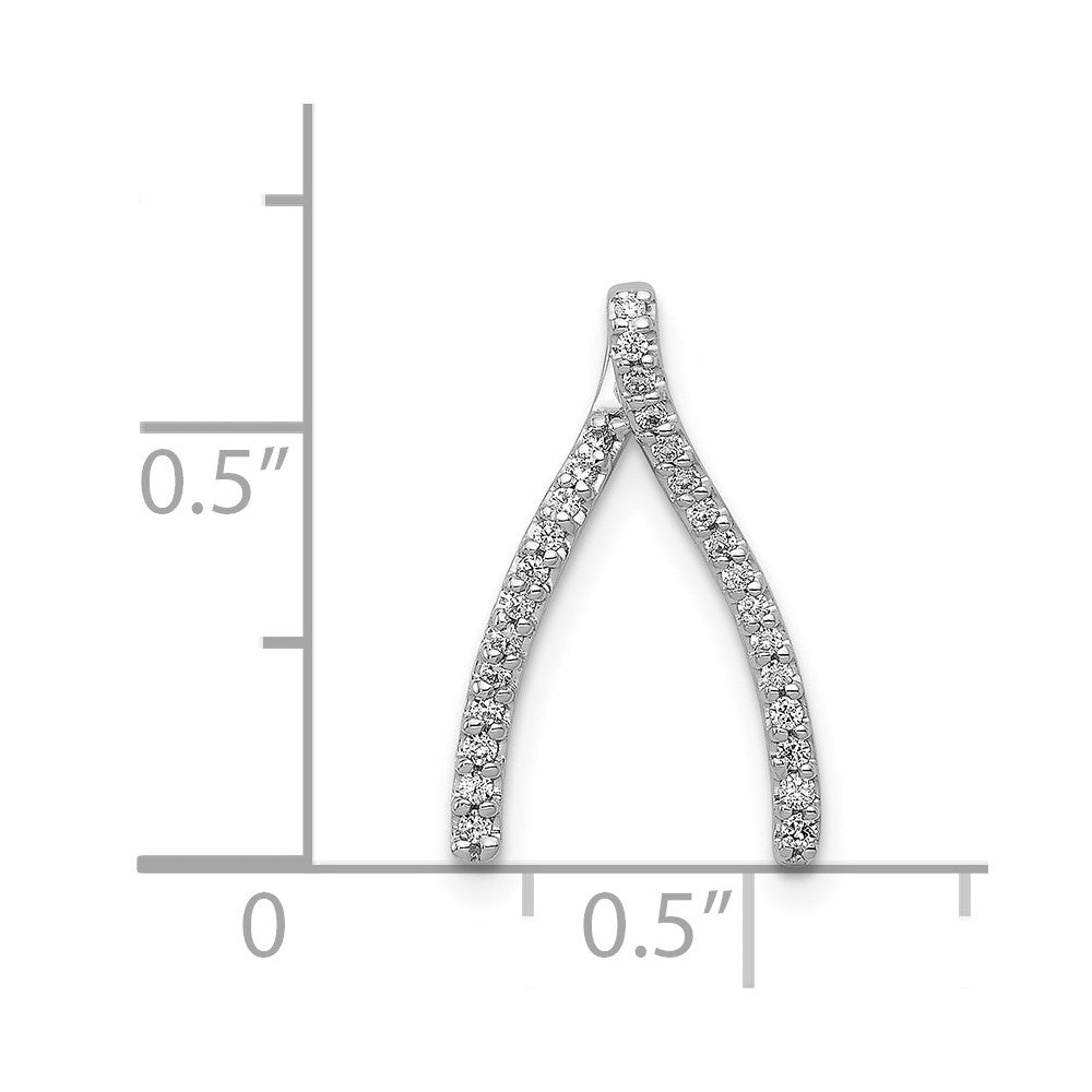 14k White Gold 1/8 carat Diamond Wishbone Chain Slide