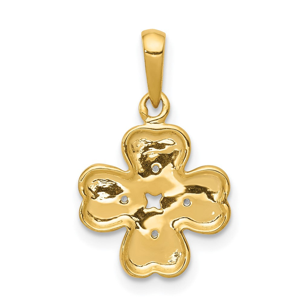14k Diamond Four Leaf Clover Pendant