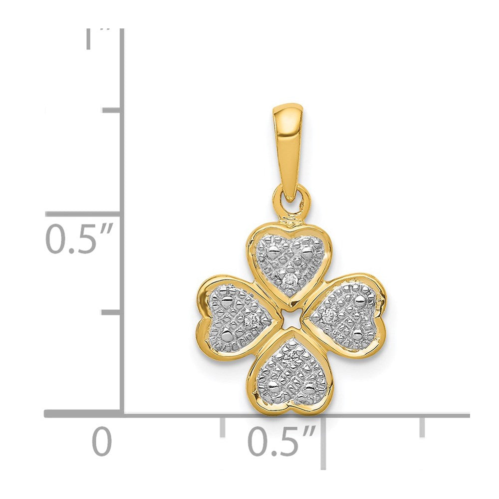 14k Diamond Four Leaf Clover Pendant