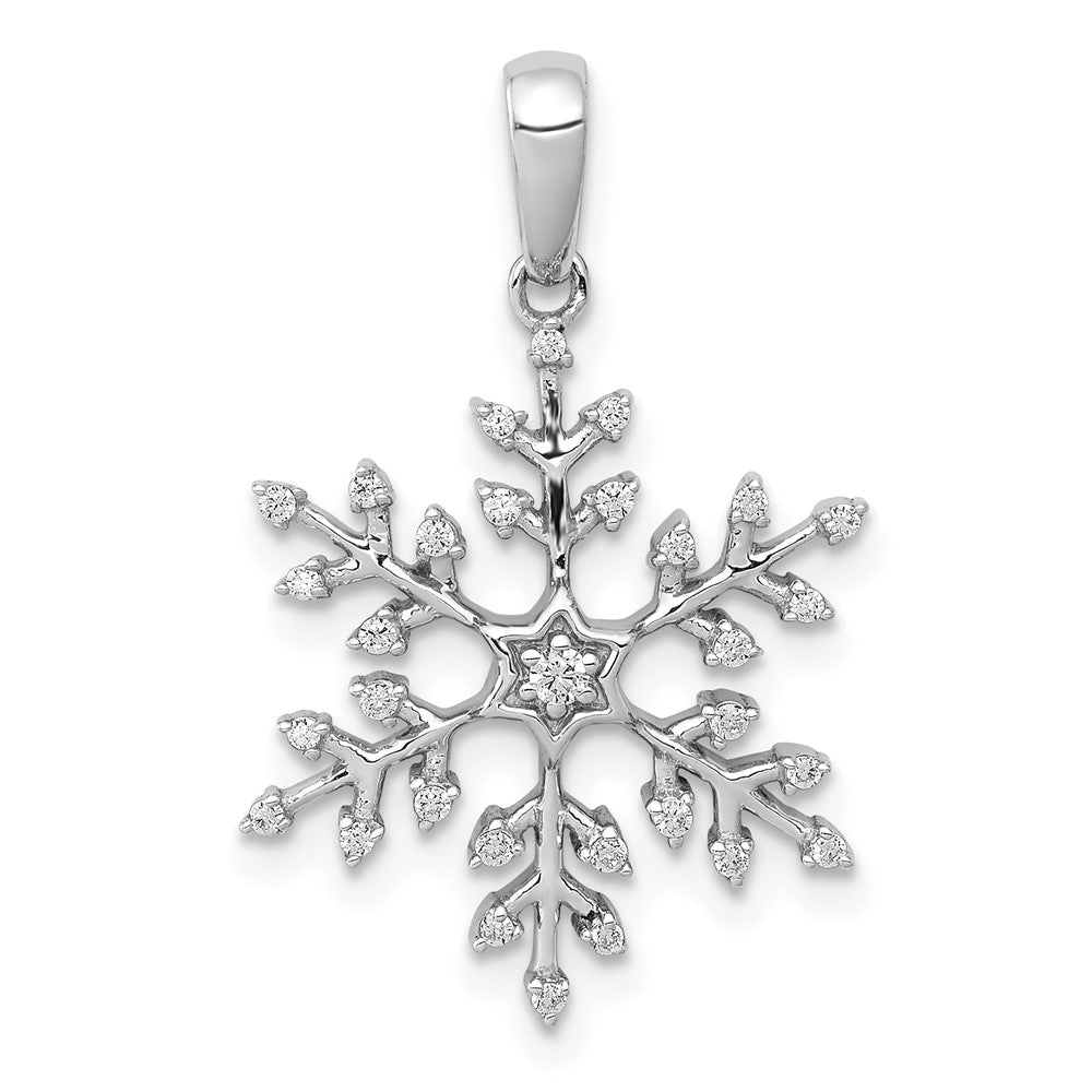 14k White Gold 1/6 carat Diamond Snowflake Pendant
