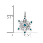 14k White Gold 1/10 carat Blue and White Diamond Snowflake Pendant