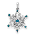 14k White Gold 1/10 carat Blue and White Diamond Snowflake Pendant