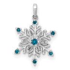 14k White Gold 1/10 carat Blue and White Diamond Snowflake Pendant
