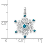 14k White Gold 1/4 carat Blue and White Diamond Snowflake Pendant