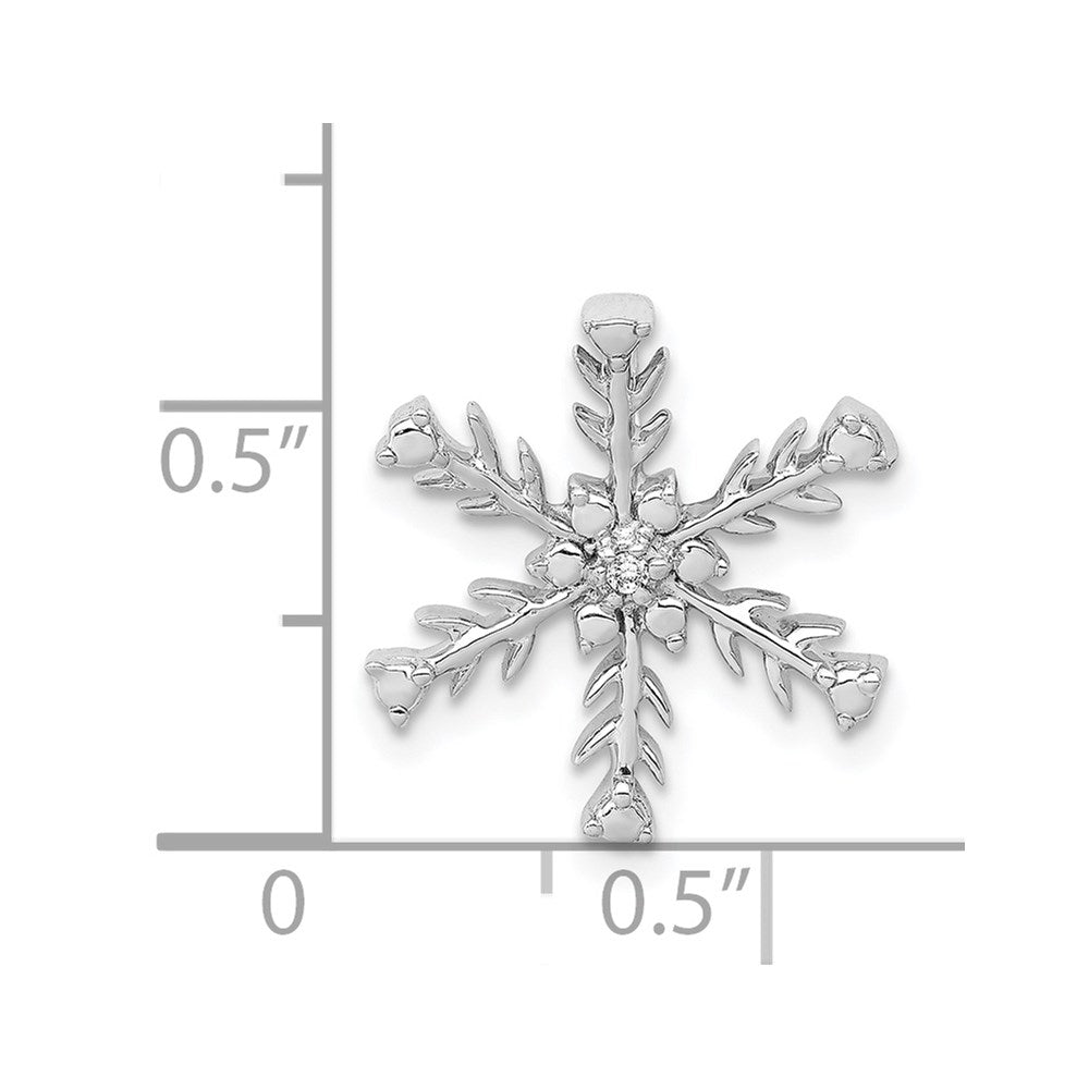 14k White Gold Diamond Snowflake Chain Slide