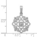 14k White Gold 1/15 carat Diamond Vintage Filigree Pendant