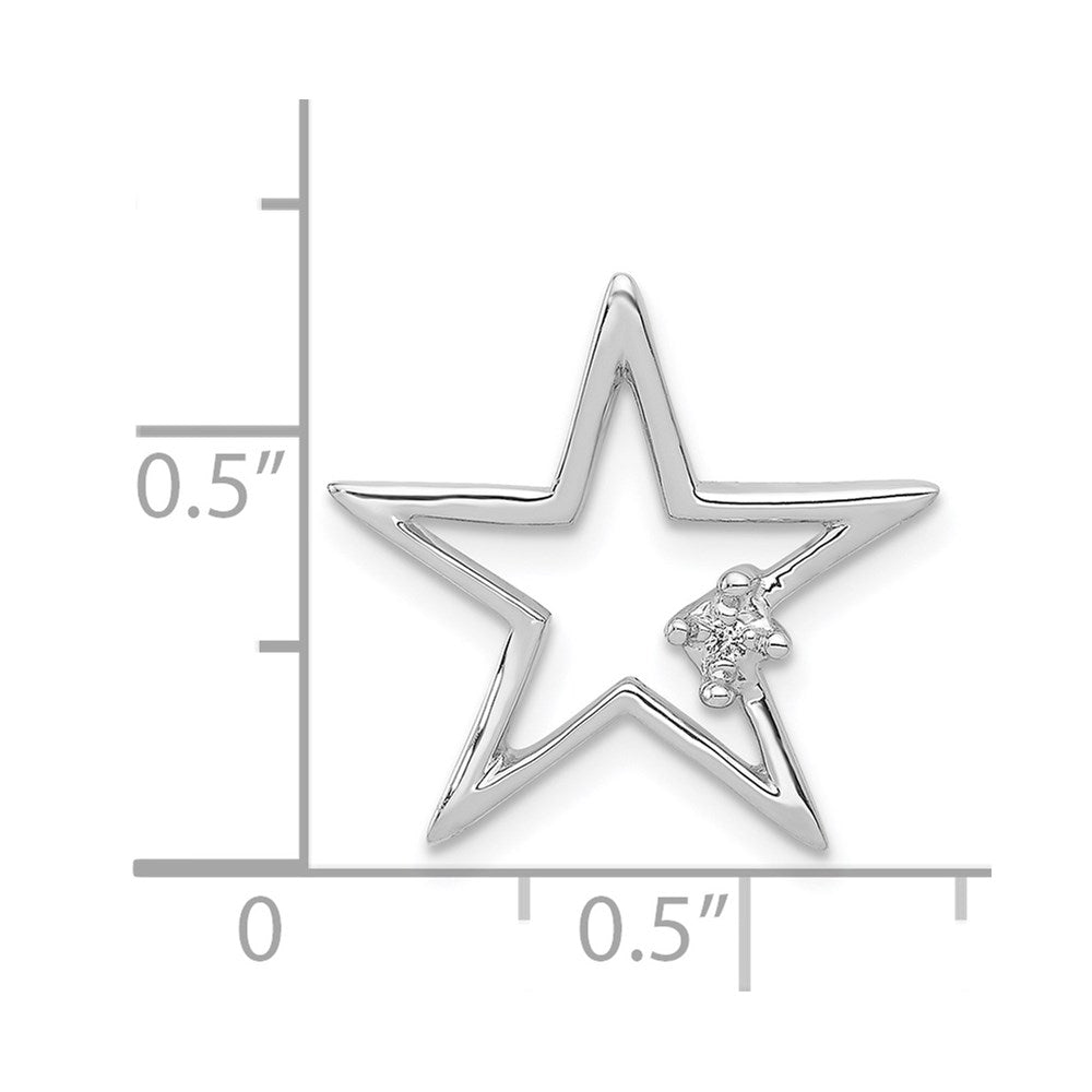 14k White Gold Diamond Star Chain Slide