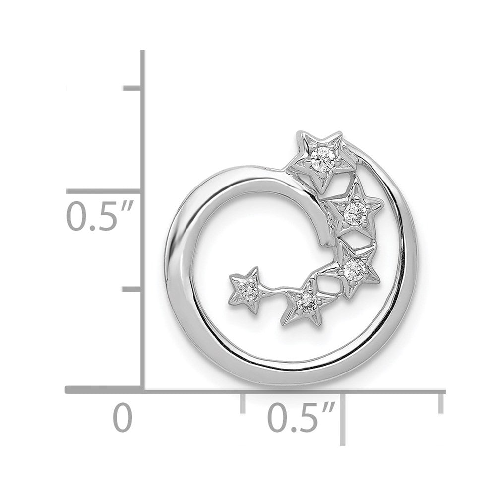 14k White Gold 1/15 carat Diamond Stars Chain Slide