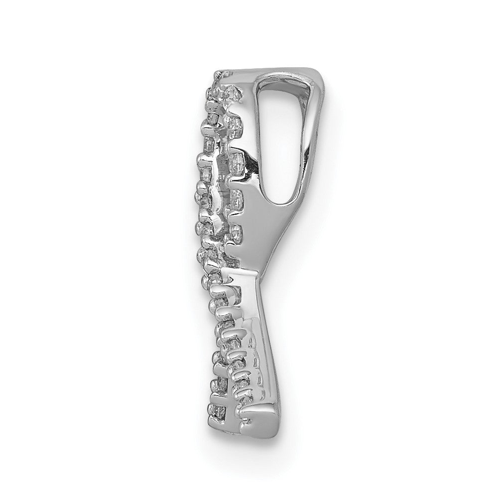 14k White Gold 1/10 carat Diamond Awareness Ribbon Chain Slide