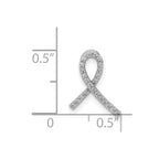14k White Gold 1/10 carat Diamond Awareness Ribbon Chain Slide