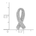 14k White Gold 1/3 carat Diamond Awareness Ribbon Chain Slide