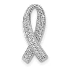 14k White Gold 1/3 carat Diamond Awareness Ribbon Chain Slide