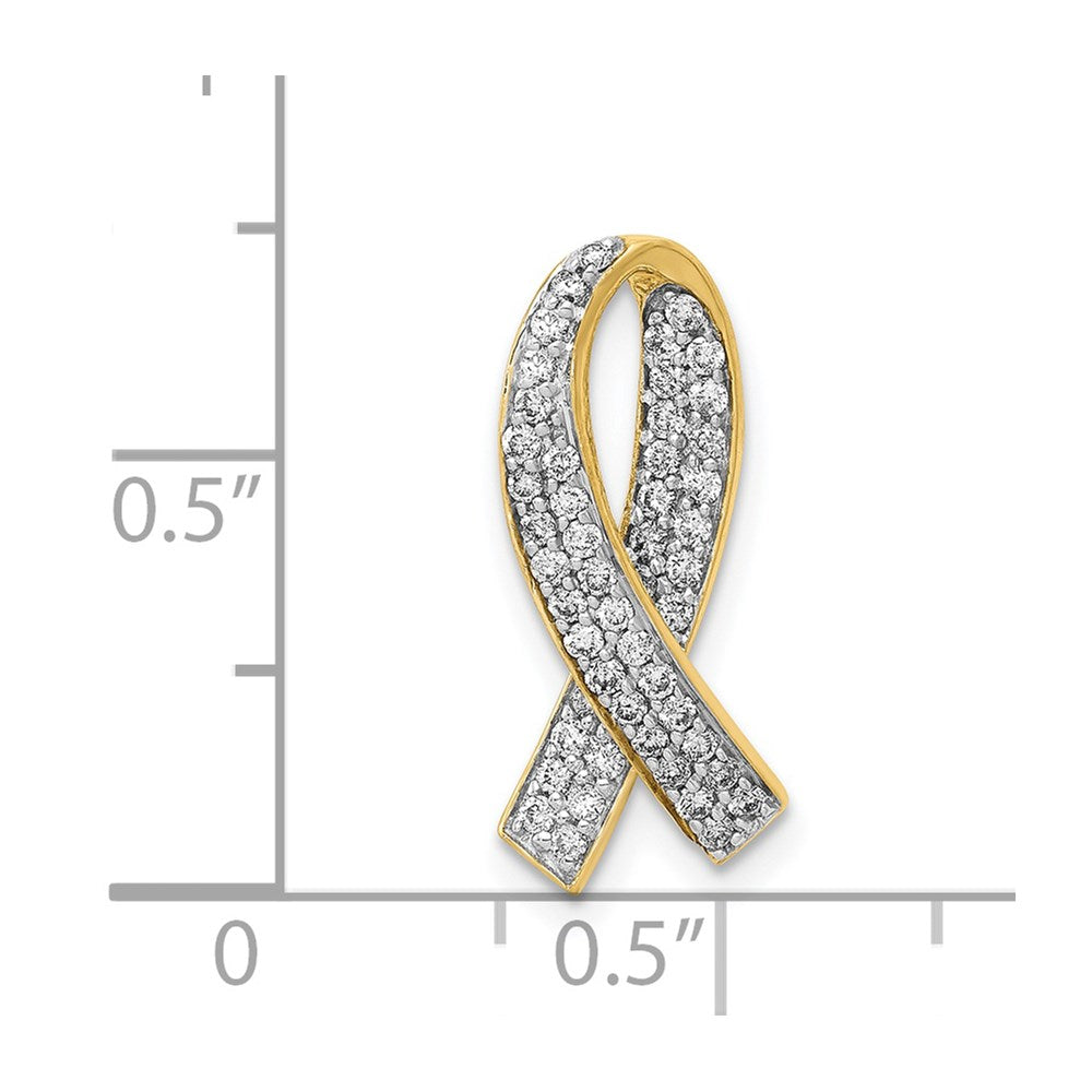 14k 1/3 carat Diamond Awareness Ribbon Chain Slide