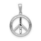 14k White Gold 1/10 carat Diamond Peace Sign Pendant