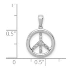 14k White Gold 1/10 carat Diamond Peace Sign Pendant