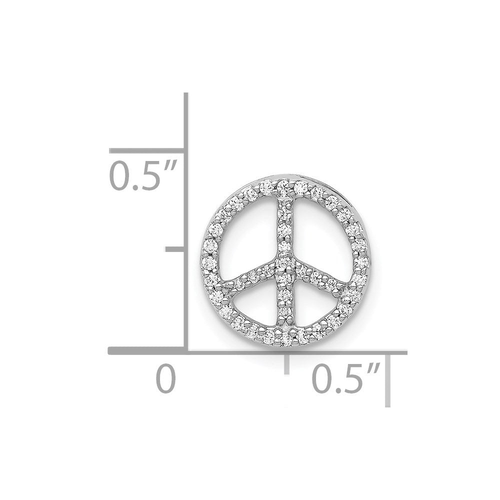 14k White Gold 1/6 carat Diamond Peace Sign Chain Slide
