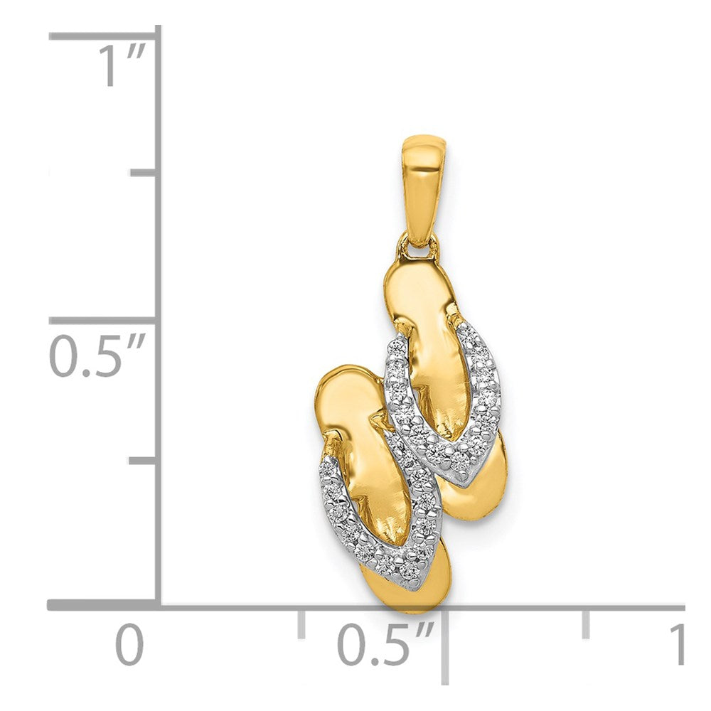 14k and White Rhodium Diamond Flip Flops Charm