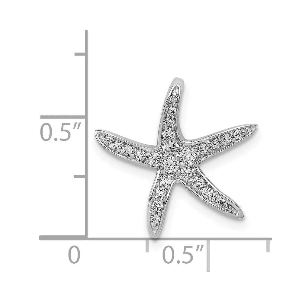 14k White Gold 1/4 carat Diamond Starfish Chain Slide Pendant