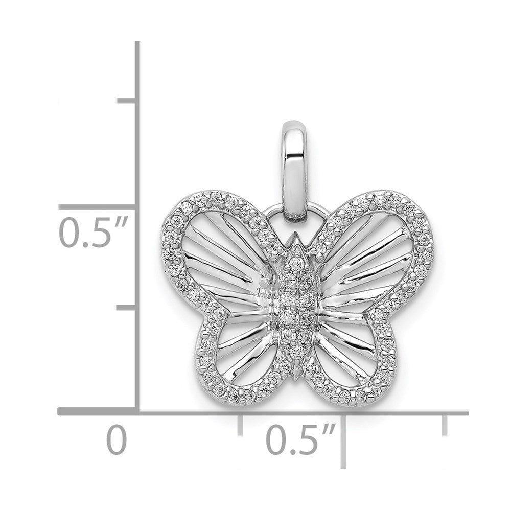 14k White Gold 1/5 carat Diamond Butterfly Pendant