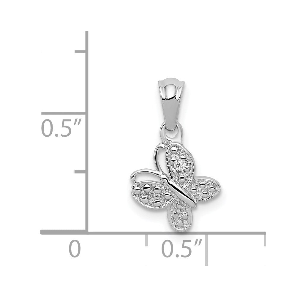 14k White Gold .01 carat Diamond Butterfly Pendant