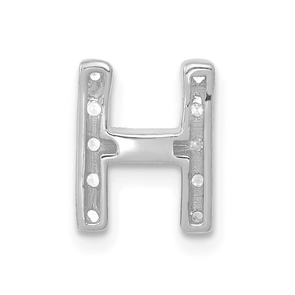 14K  White Gold Diamond Letter H Initial Charm