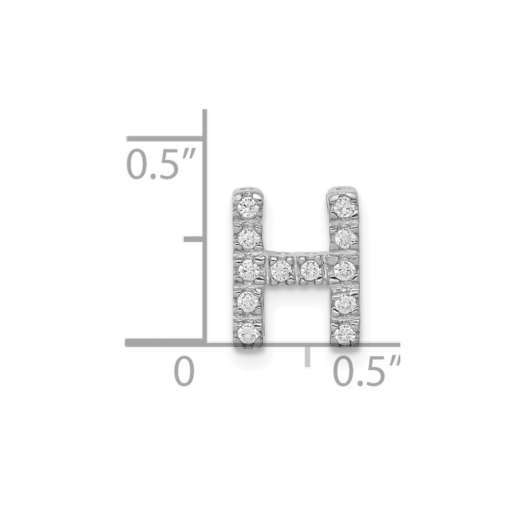 14K  White Gold Diamond Letter H Initial Charm