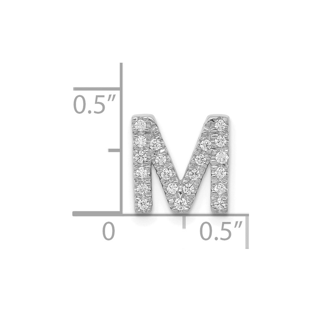 14K  White Gold Diamond Letter M Initial Charm