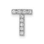 14K  White Gold Diamond Letter T Initial Charm