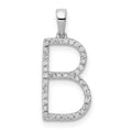 14K White Gold Diamond Letter B Initial Pendant