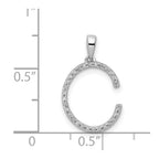 14K White Gold Diamond Letter C Initial Pendant
